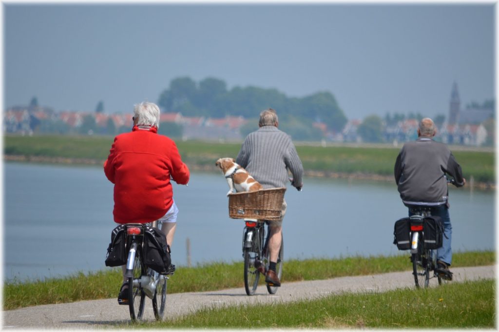 Active older Americans riding bicycles