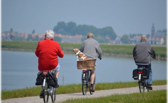 Active older Americans riding bicycles